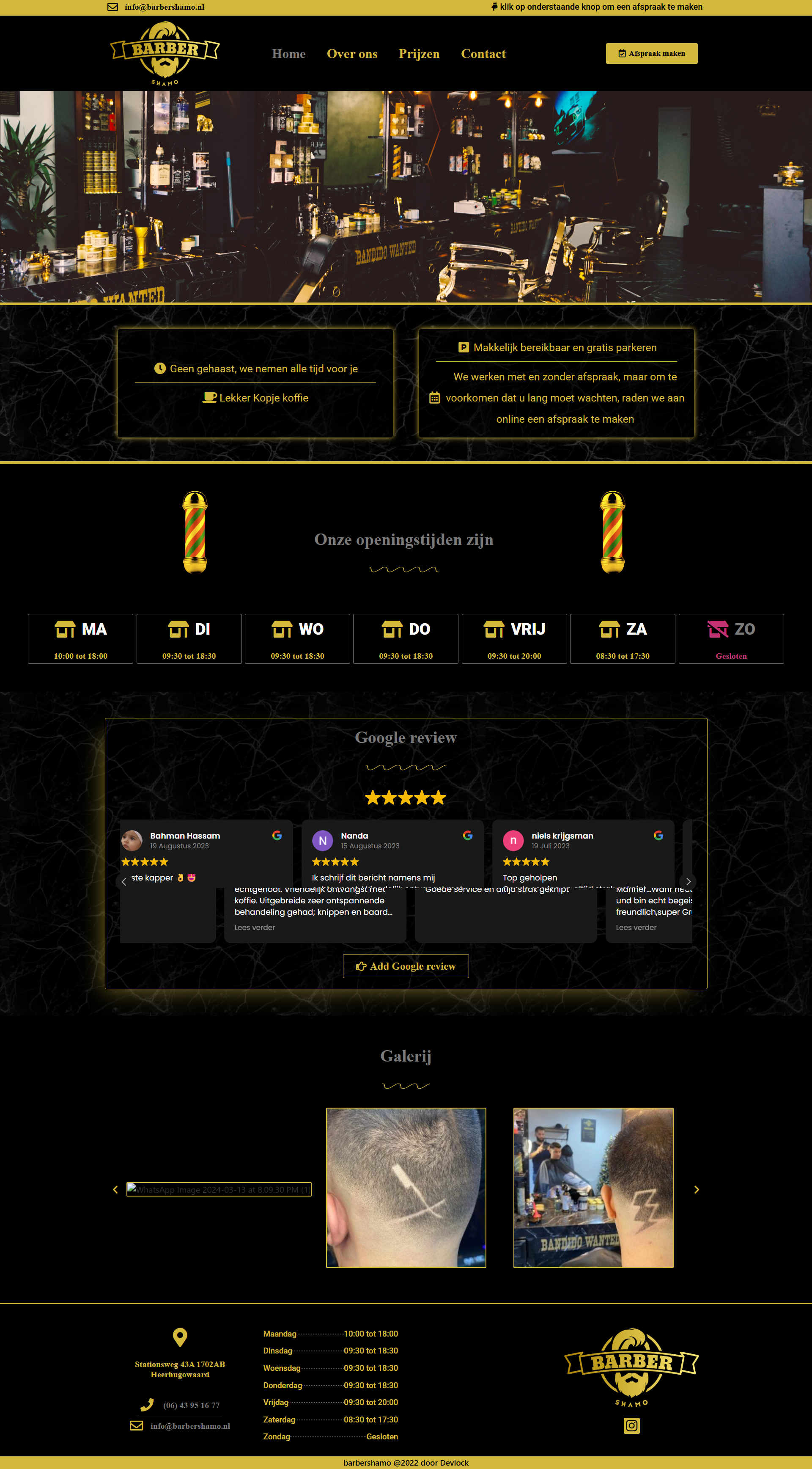 Barber Shamo-website schermafbeelding