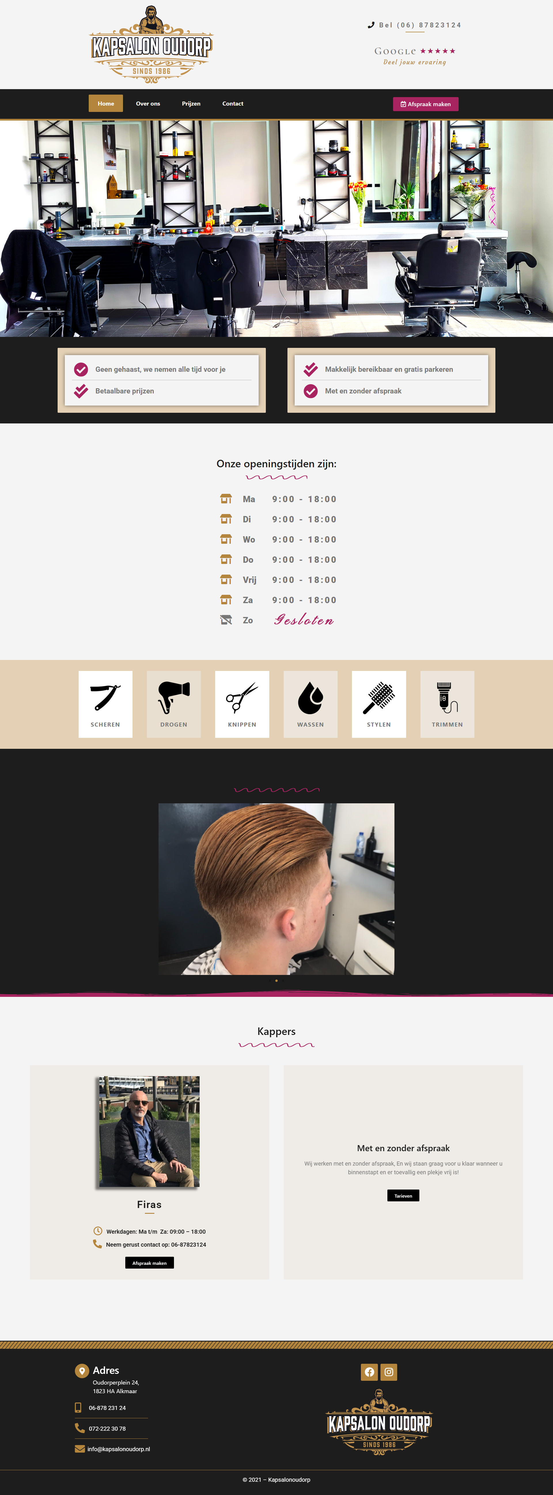 Desktopvisual van de Kapsalon Ouddorp-website